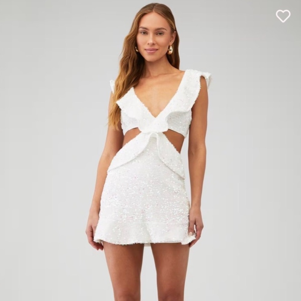 Show Me Your MuMu Zoey White Sequin Mini Dress Small - Picture 4 of 10